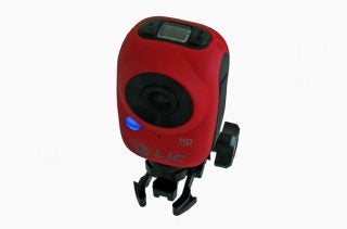 Red Liquid Image Ego action camera with mounting bracket