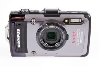 Olympus Tough TG-1 camera on white background.