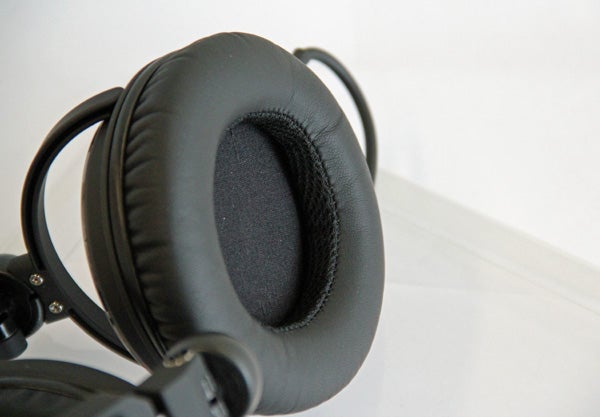 Close-up of SoundMagic HP100 headphone earpad.