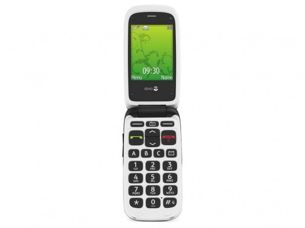 Doro PhoneEasy 612 flip phone with large buttons displayed