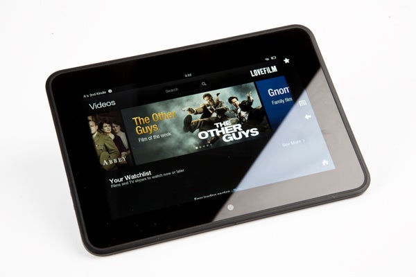 Amazon Kindle Fire HD displaying video content on screen.