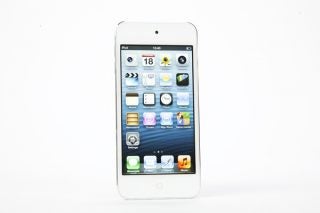 White iPod touch 5th generation on a white background.
