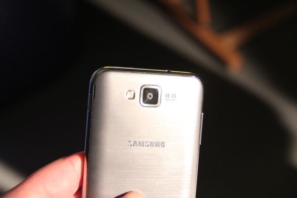 Close-up of Samsung Ativ S smartphone's rear camera and logo.