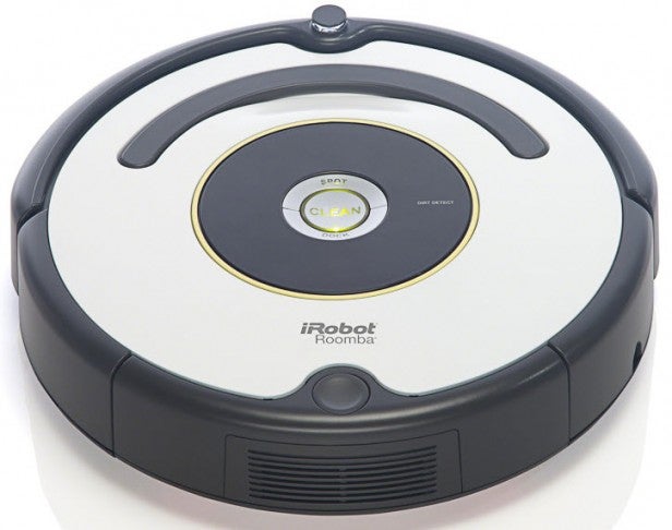 iRobot Roomba 620 vacuum cleaner top view.iRobot Roomba 620 vacuum cleaner on a white background.