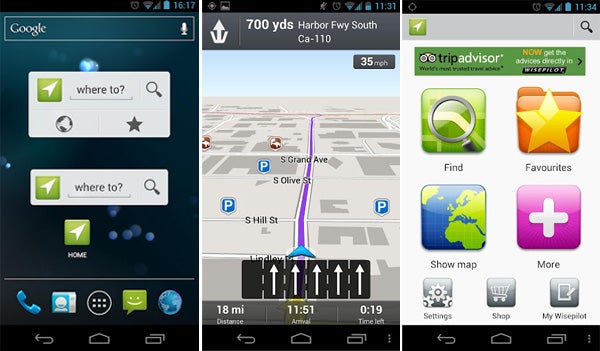 Screenshots of Wisepilot GPS navigation app interface.