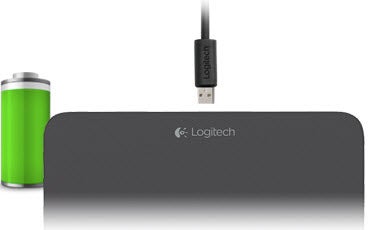 Logitech Wireless Touchpad T650 with USB charging cable.