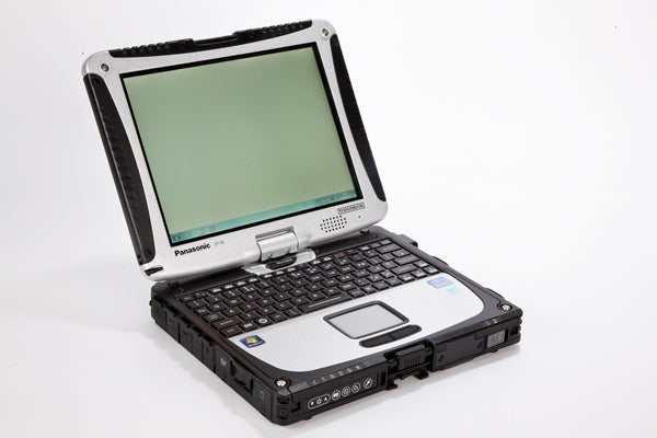Panasonic Toughbook CF-19 rugged laptop on white background.