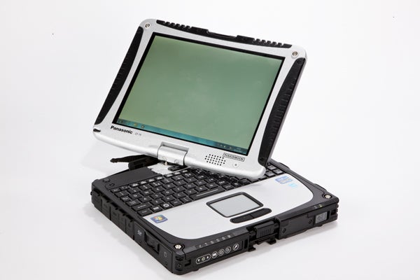 Panasonic Toughbook CF-19 rugged laptop on white background.