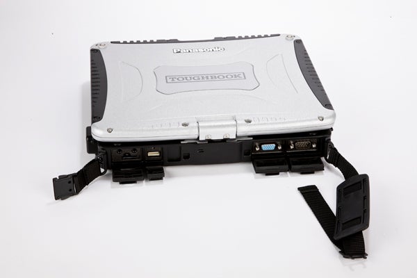 Panasonic Toughbook CF-19 laptop with ports open.