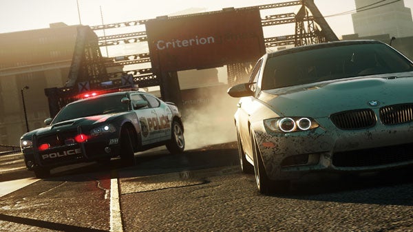 Screenshot of police chase in Need for Speed: Most Wanted.