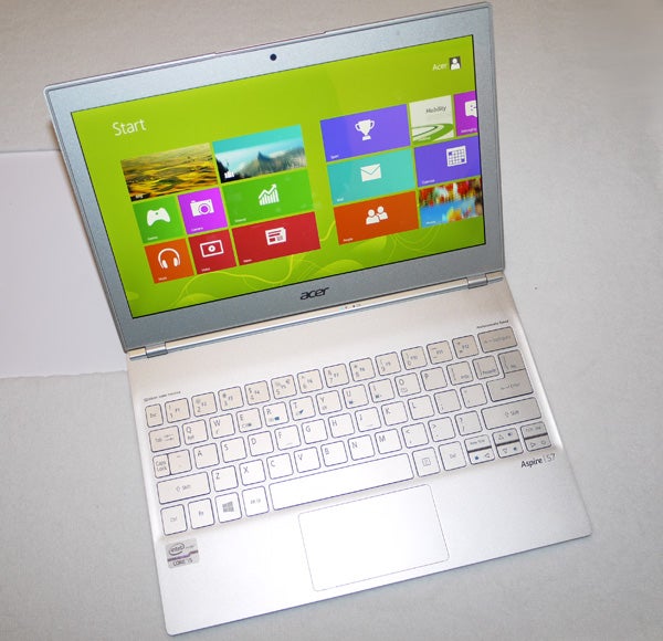 Acer Aspire S7 11.6-inch laptop open on table.