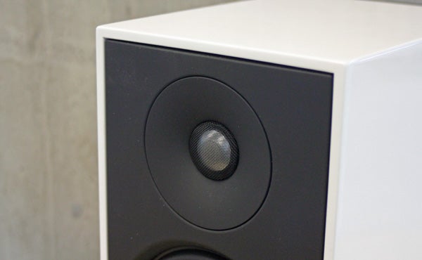 Close-up of Paradigm Shift A2 speaker tweeter and woofer.