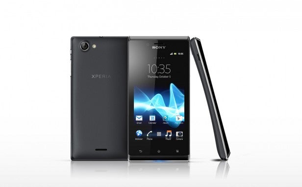Sony Xperia J smartphone displayed from front and back.