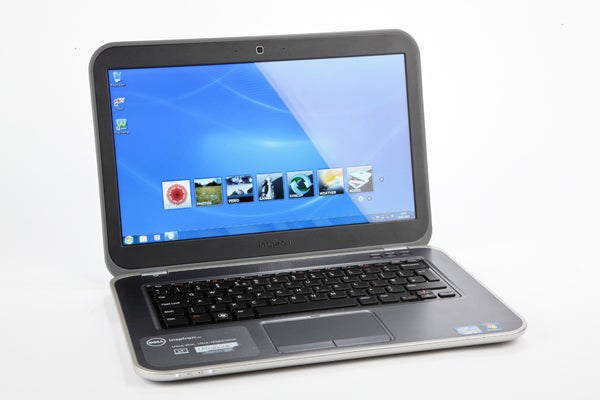 Dell Inspiron 14z Ultrabook with open screen displaying desktop.