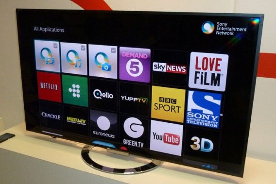 Sony W9 TV displaying various streaming service apps.