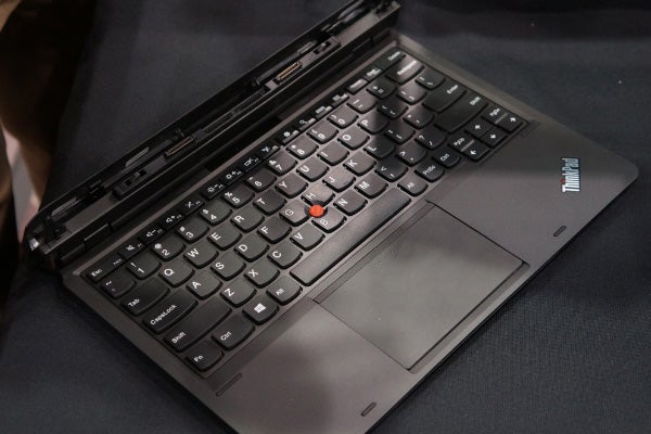 Lenovo ThinkPad Helix keyboard and touchpad close-up.