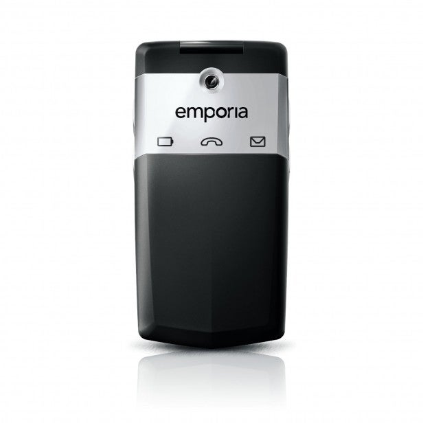 Emporia flip phone closed front view on white background