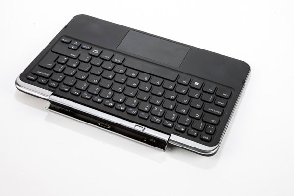 Dell XPS 10 tablet with attached keyboard on white background.