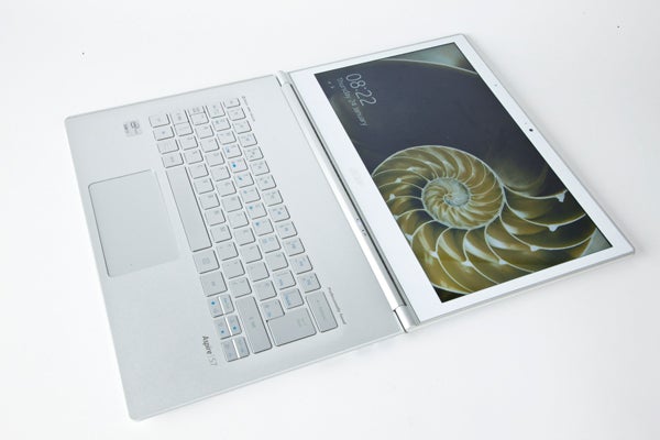 Acer Aspire S7 13-inch laptop open on white surface.