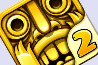 Temple Run 2 game icon with golden idol and logo.