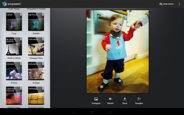 Screenshot of a photo editing app with a toddler's picture being edited.