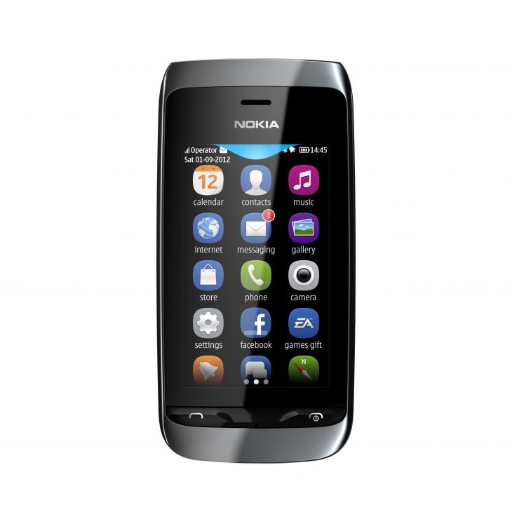 Nokia Asha 309 smartphone with touch screen display.