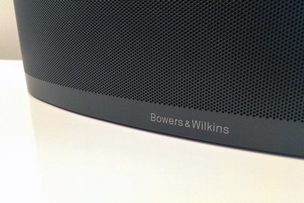 Close-up of Bowers & Wilkins Z2 speaker grille with logo.