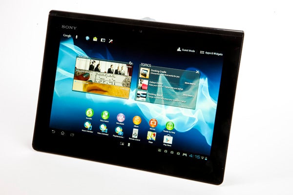 Sony Xperia Tablet S displaying home screen on white background.