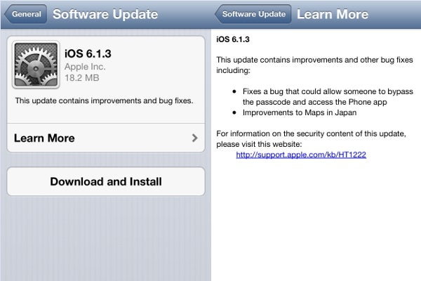 iOS 6.1.3 update