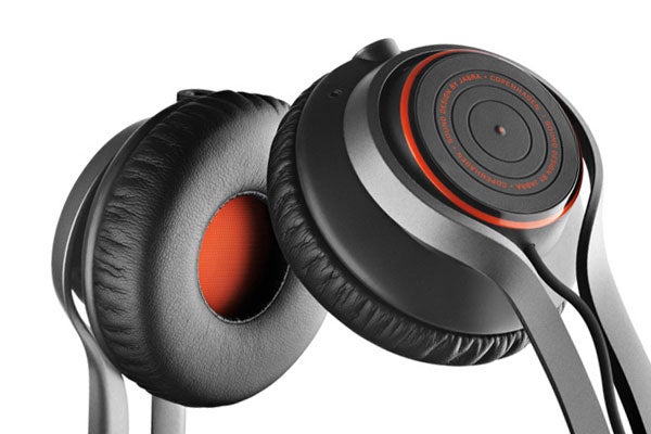Jabra Revo Wireless headphones with black and orange accents.