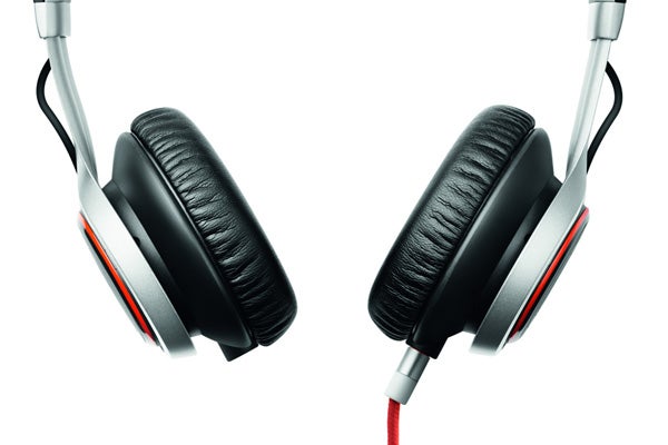 Jabra Revo Wireless headphones on white background.