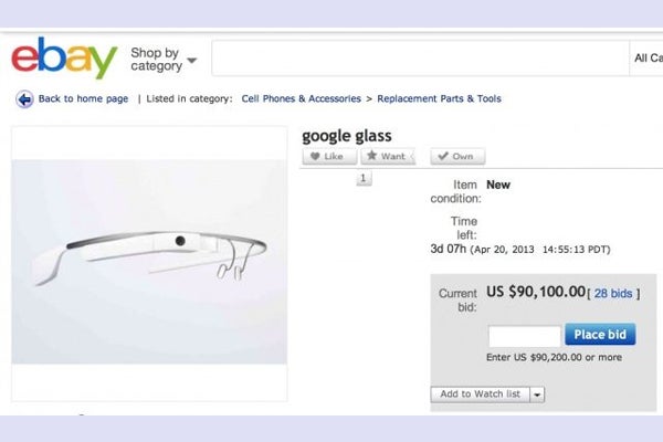 Google Glass appears on eBay