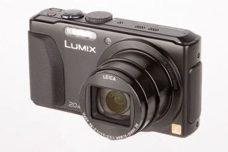 Panasonic Lumix TZ40 camera with extended lens.