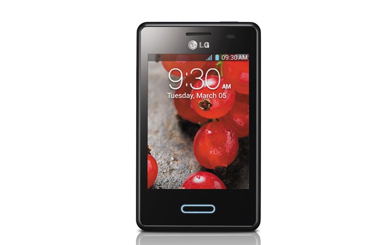 LG Optimus L3 II E430 smartphone displaying time and date.