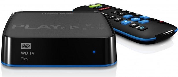Western Digital WD TV Play media player with remote control.