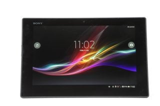 Sony Xperia Tablet Z displaying colorful lock screen