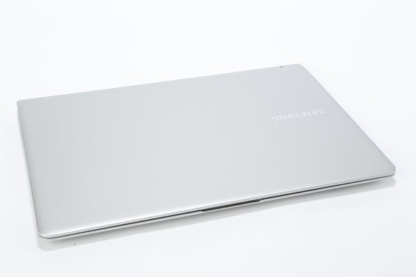 Samsung Series 9 NP900X3D laptop closed on white background.