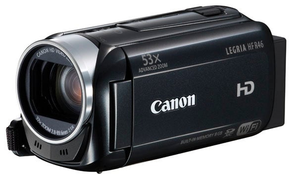 Canon LEGRIA HF R46 HD camcorder with Wi-Fi feature.