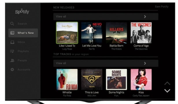 Interface of a music streaming service displaying new releases.