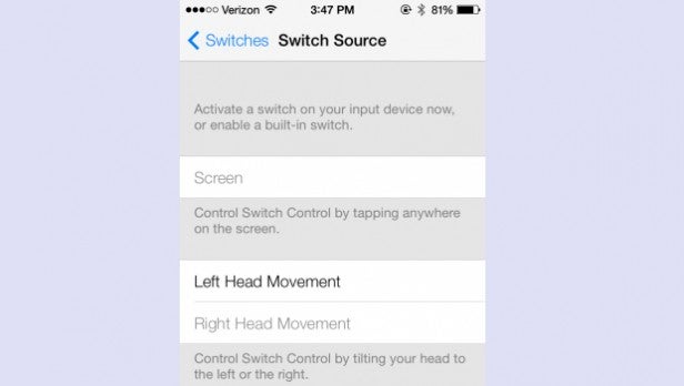 iOS 7 head movement controls