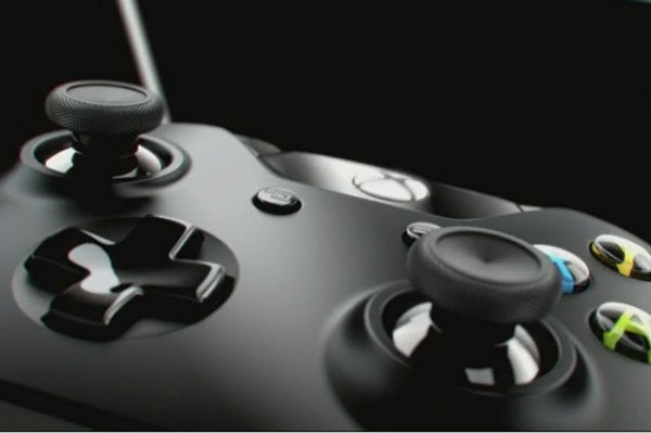 Close-up of Xbox One controller showing buttons and joysticks.