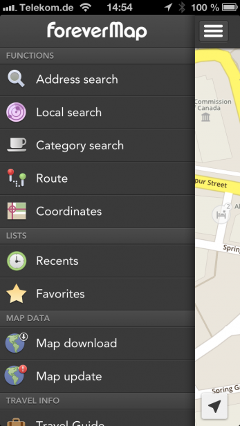 Screenshot of ForeverMap 2 app interface on a smartphone.