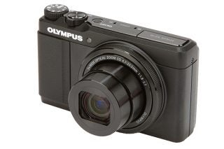 Olympus XZ-10 compact camera on white background.
