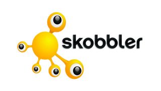 Skobbler logo with stylized yellow and black mascot.