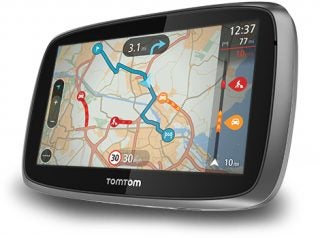 TomTom GO 500 GPS with active route display.