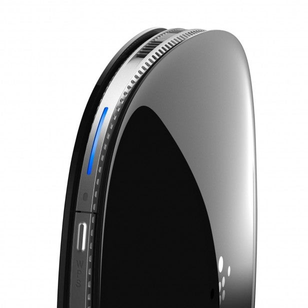 Close-up of Belkin AC 1800 DB wireless router.