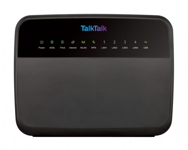 TalkTalk Plus Fibre router with indicator lights on front panel.