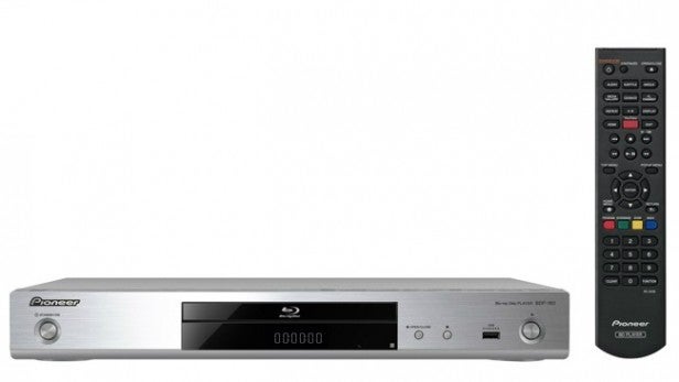 Pioneer Blu-ray player and its remote control.