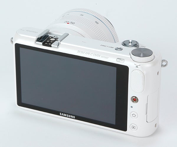 Samsung NX2000 camera with large display screen.