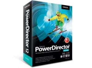 CyberLink PowerDirector 12 software package with snowboarder graphic.